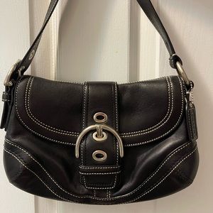 Coach black leather shoulder bag